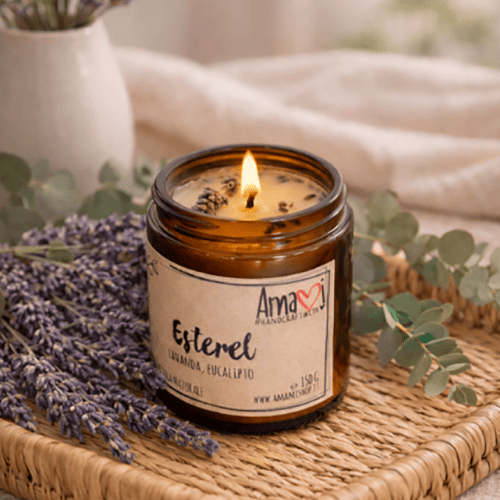 Candela artigianale in cera di soia naturale