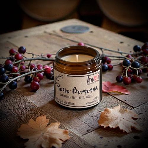 Candela in cera di soia naturale Rosso Borgogna Amamishop