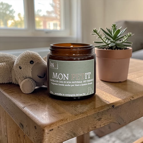 Candela naturale in cera di soia pet friendly Amamishop