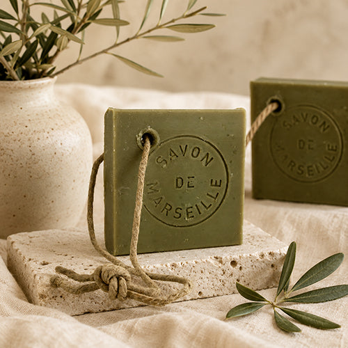 Fetta di Sapone di Marsiglia Verde con Cordino.