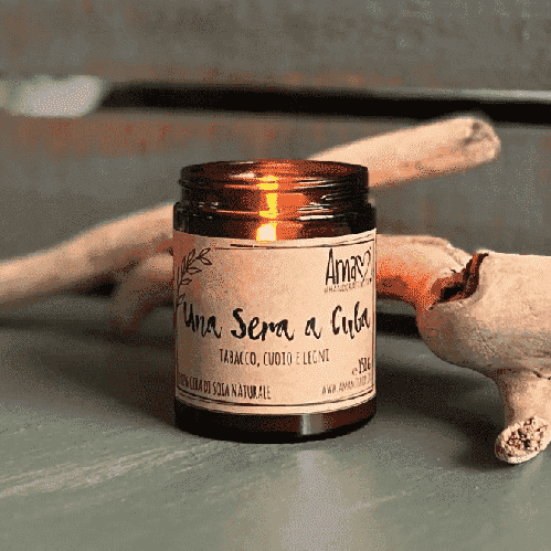 Candela artigianale in cera di soia naturale